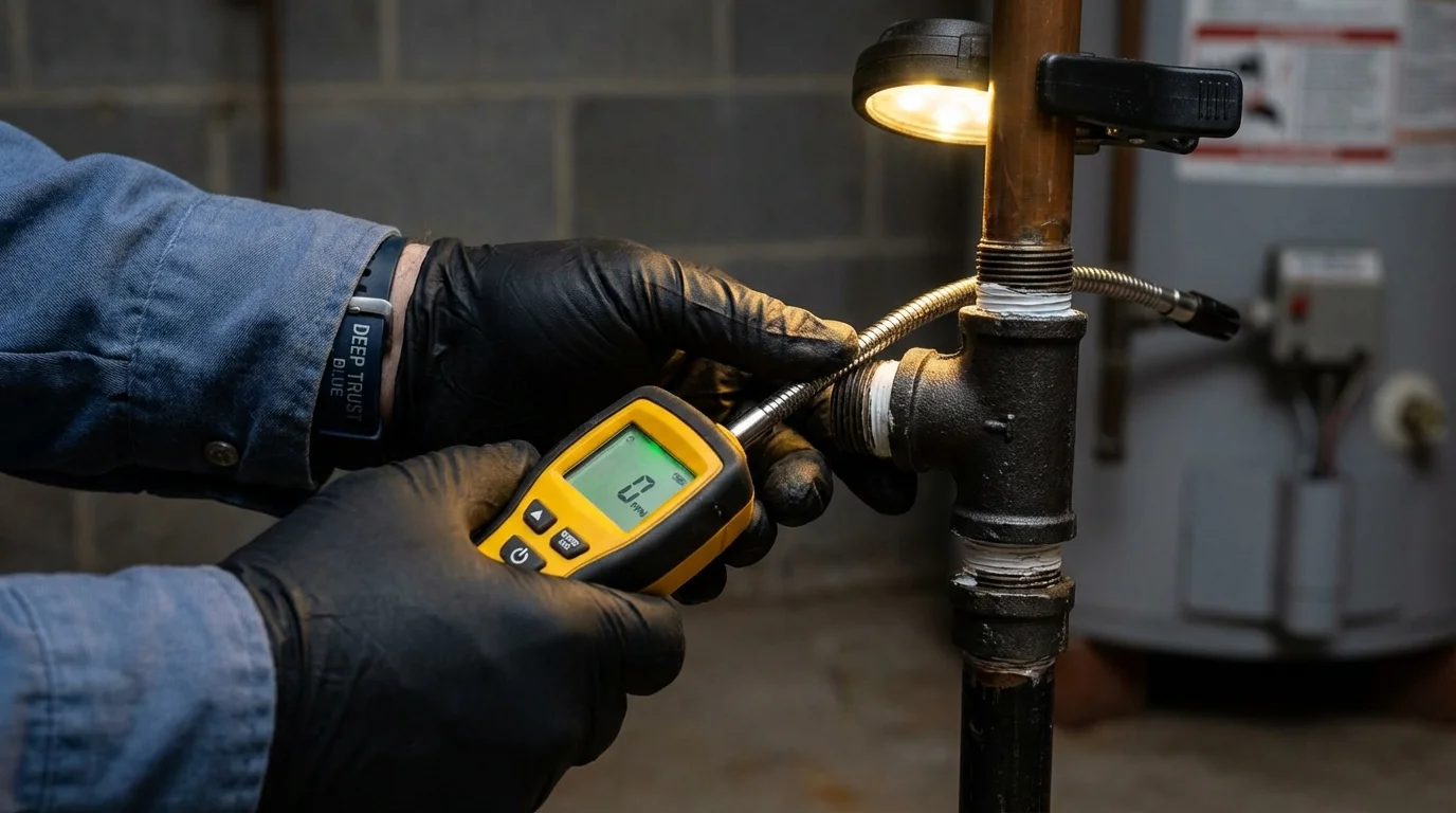 Gas leak detection with electronic sniffer by Johns Plumbing LLC in Rupert
