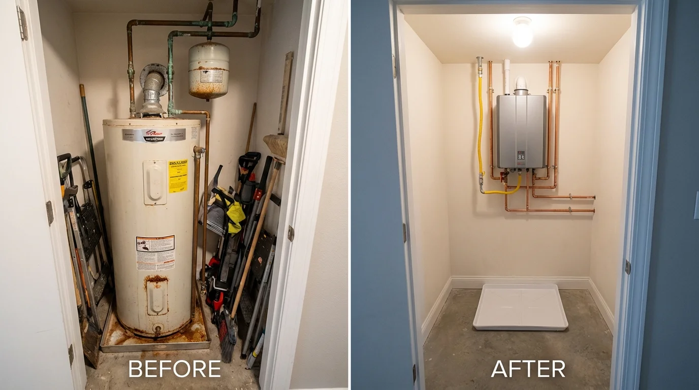 Tank water heater versus wall-mounted tankless unit comparison for Rupert, ID homeowners